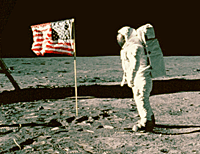 Aldrin and U.S. flag